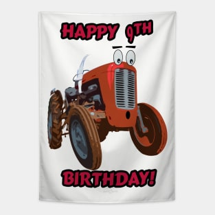 Happy 9th Birthday tractor design Tapestry
