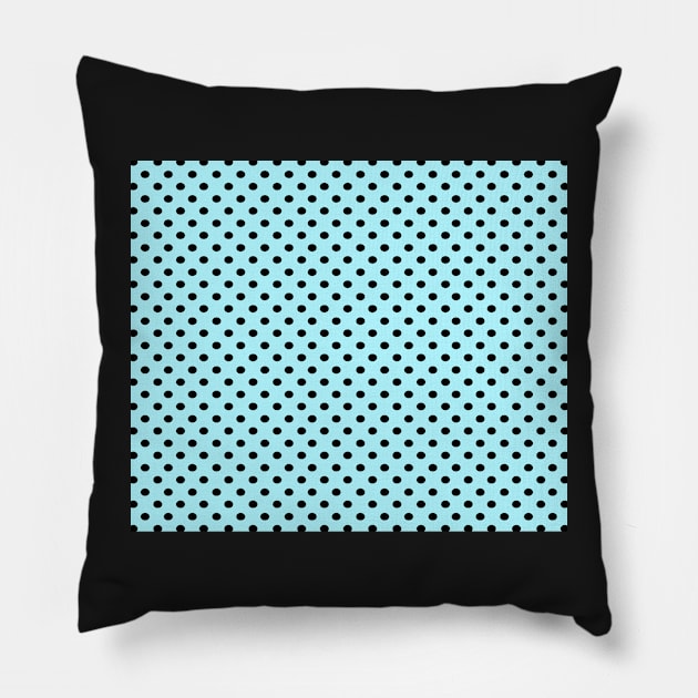 Powder Blue and Black Polka Dot Pattern Pillow by CraftyCatz