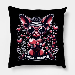 Valentine's Day Devon Rex Cat Pillow