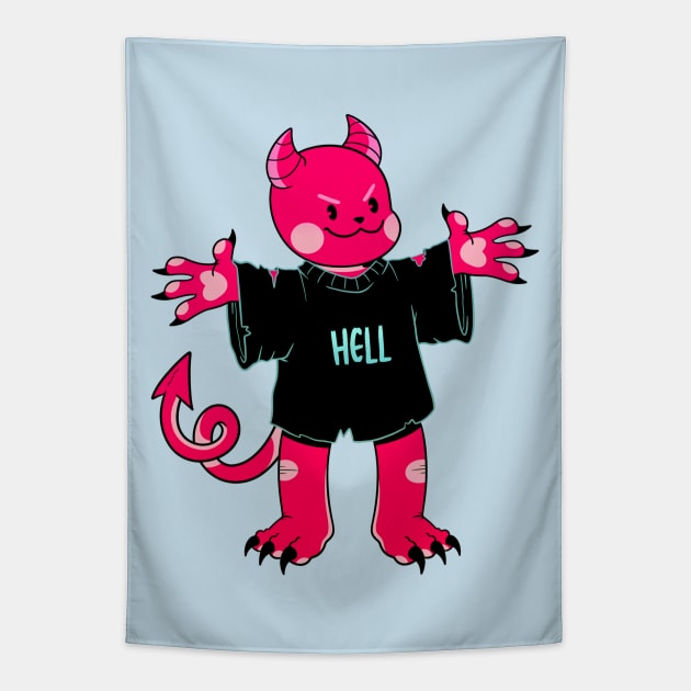 Cute Lil Hell Devil Tapestry by Get A Klu Comics