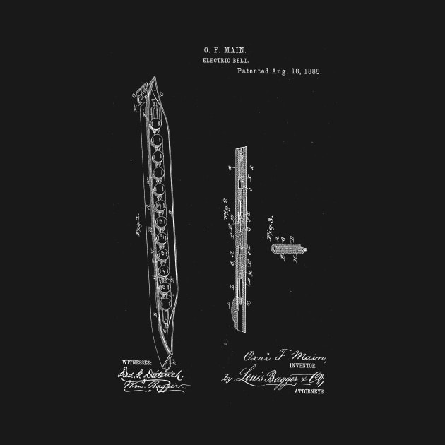 Electric Belt Vintage Patent Hand Drawing by TheYoungDesigns