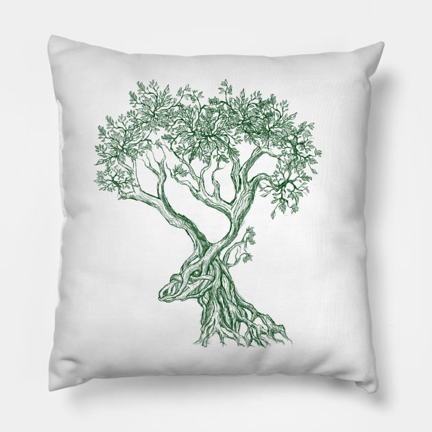 Mystic Antlers of the Forest (Dark Green) Pillow by Mainahste