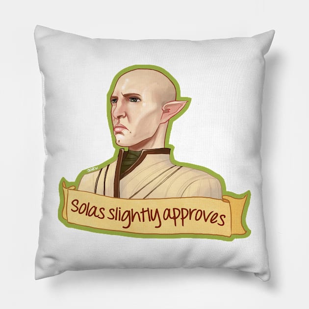 Solas Slightly Approves Pillow by crackedblackinc