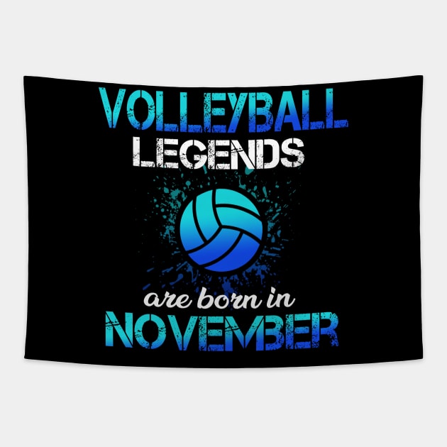 Volleyball Legend Are Born November Birthday Gift Tapestry by TeeAnimals