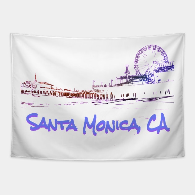 Santa Monica, CA Silhouette Tapestry by Christine aka stine1