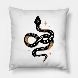 Snake - Black and Gold Pillow