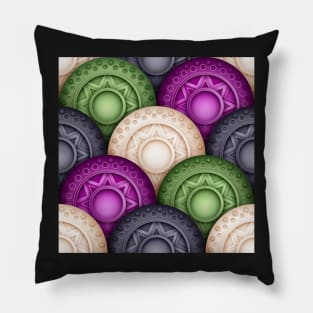 Colored Nature Inspired Pattern with Scale Motifs Pillow