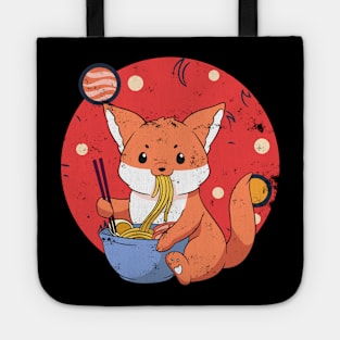 Kawaii Fox Eating Ramen Noodles Space Otaku Ramen Bowl Lover Tote