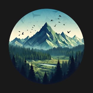 Low Poly Forest and Mountain T-Shirt