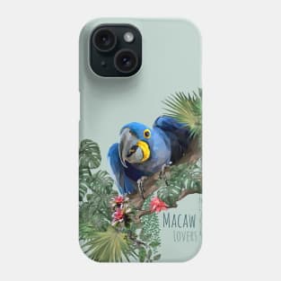 Low polygon illustration Amazon rain forest macaw bird. Phone Case