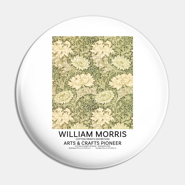 William Morris Textile Design, Exhibition Wall Art, Art Pattern Pin by VanillaArt