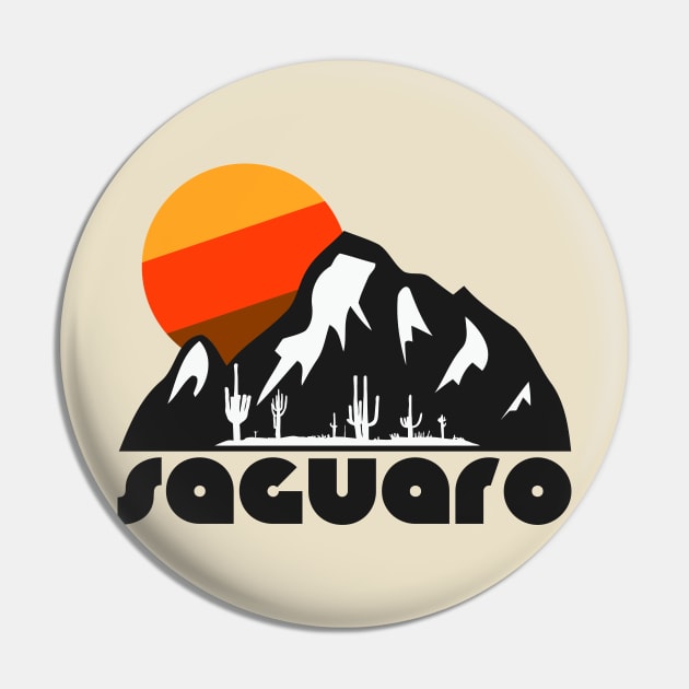 Retro Saguaro ))(( Tourist Souvenir National Park Design Pin by darklordpug