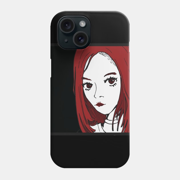 Woman portrait red hair Phone Case by TKDoodle