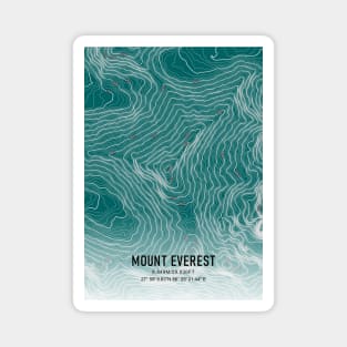 Mount Everest Topographic Map white Magnet