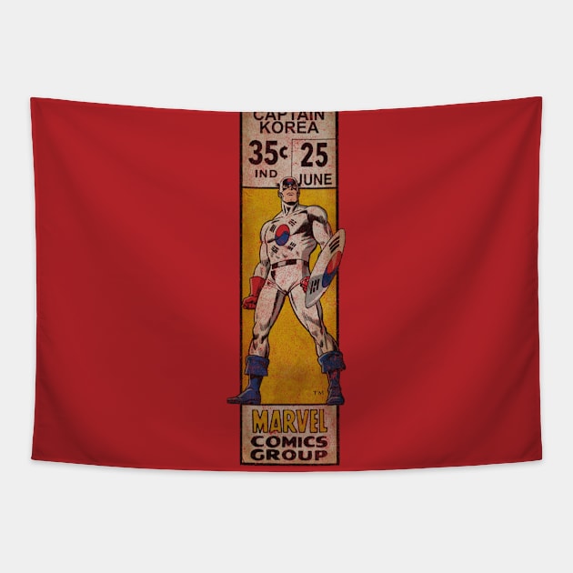 Captain Korea corner box Tapestry by ThirteenthFloor