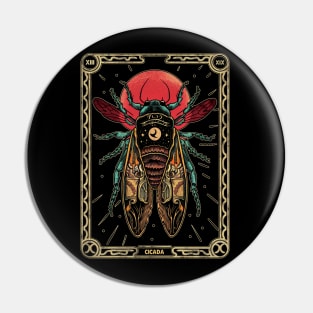 Cicada Invasion 2024 tarot card brood  XIX & XIII funny gift Pin