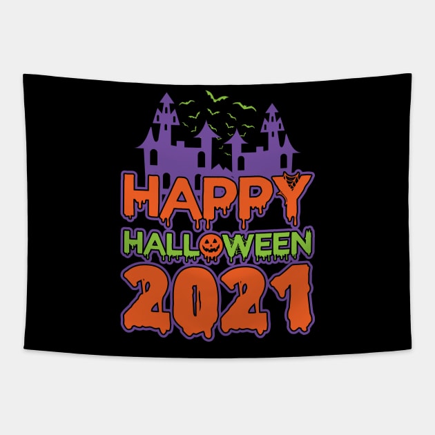 Happy Halloween 2021 Halloween Costume Tapestry by Peco-Designs