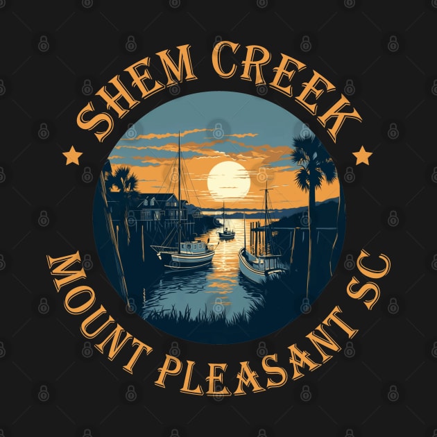 Shem Creek Sunset Mount Pleasant SC Gold Version by SubtleSplit