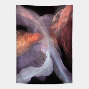 Alcohol ink abstract pink, purple, gold on a black background. Style incorporates the swirls of marble or the ripples of agate. Tapestry