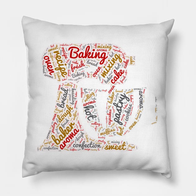 Baking Wordcloud for Lighter Backgrounds Pillow by WYL - Words You Love