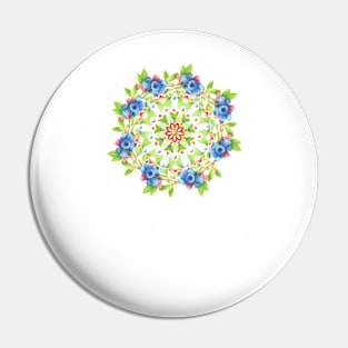 Maine Blueberry Gingham Mandala Pin