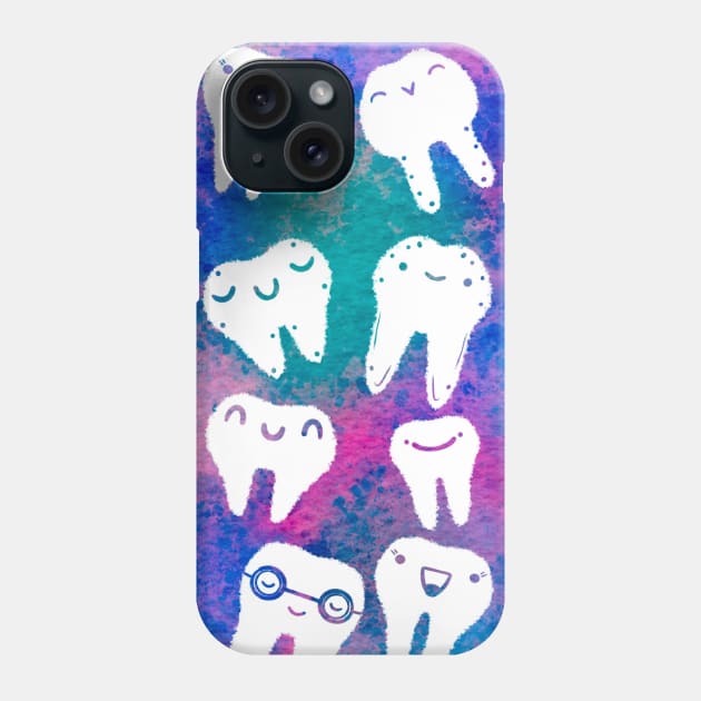 Happy Teeth illustration for Dentists, Hygienists, Dental Assistants, Dental Students and anyone who loves teeth by Happimola Phone Case by Happimola