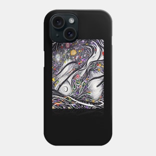 Spiral Galaxy Drawing Black Hearts Space Phone Case