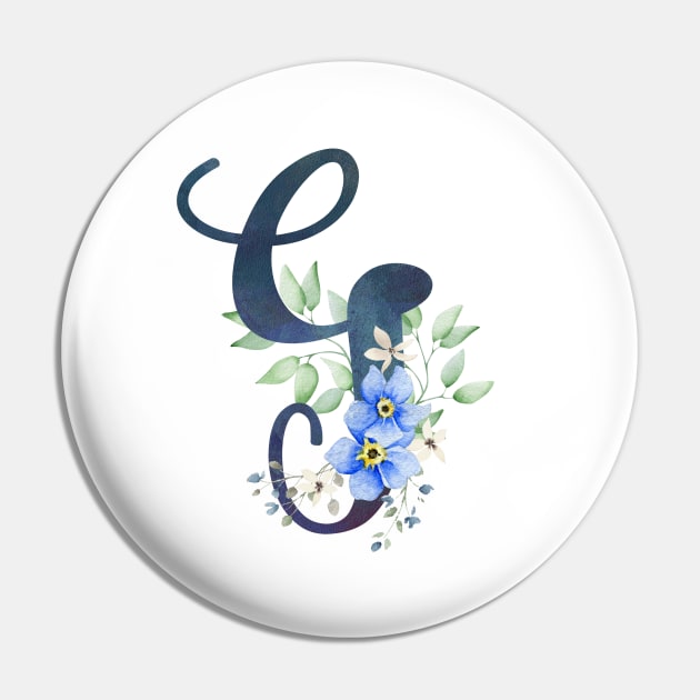 Floral Monogram G Wild Blue Flowers Pin by floralmonogram