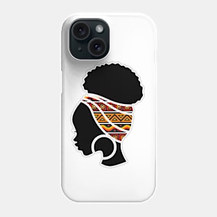 Afro Hair Woman with African Pattern Headwrap Phone Case