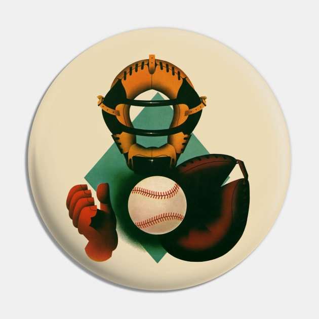 Vintage Baseball Catcher Pin by MasterpieceCafe