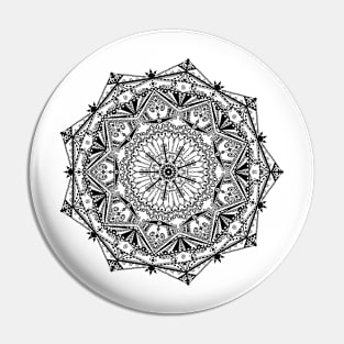 Black ink mandala Pin