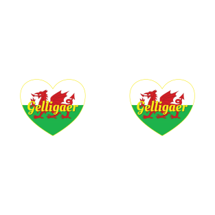 Gelligaer Wales UK Wales Flag Heart T-Shirt