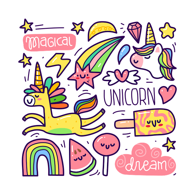 Cute Unicorn Doodle by VitaminRGB