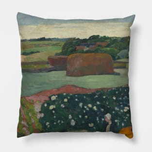 Haystacks in Brittany by Paul Gauguin Pillow