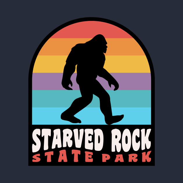 Starved Rock State Park Bigfoot Sasquatch Retro Sunset by PodDesignShop
