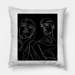 Line Drawing of Lovers Pillow