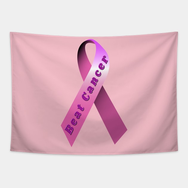 pink breast cancer ribbon Tapestry by DrewskiDesignz