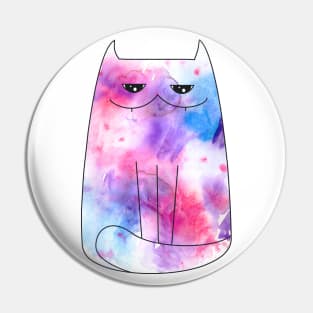 Watercolor gloomy cat Pin