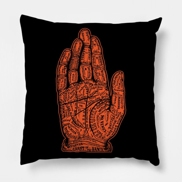 Vintage Palm Reading Chart Pillow by tommartinart