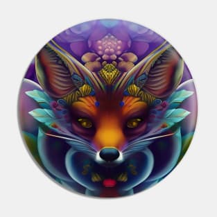 Trippy and Elegant Animal Illustration of a Fox Pin