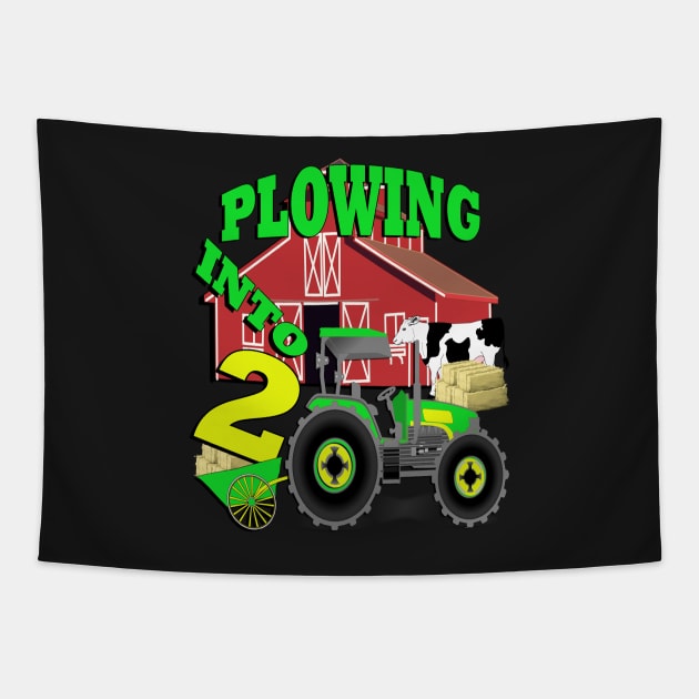 Birthday 2 Year Old Farming Themed Party, Cute Farm Second Birthday Gift Tapestry by tamdevo1