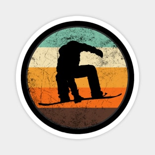 Snowboarding Vintage Circle Magnet