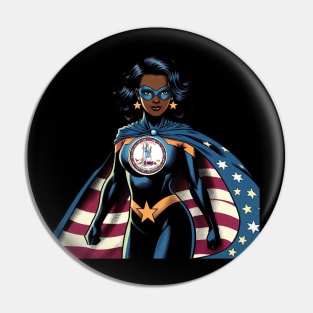 Richmond Virginia 1980s Black Female Comic Book Superhero RVA American Flag Pin