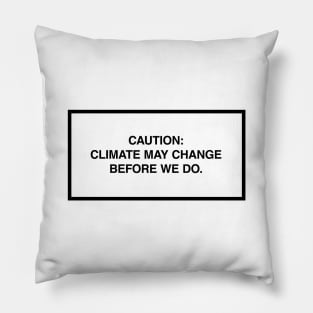 Caution: Climate may change before we do. Pillow