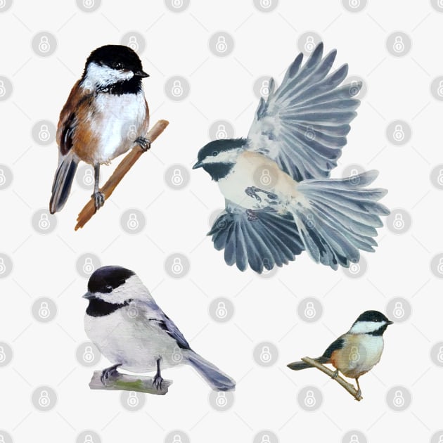 Painted Chickadee Set by EmilyBickell