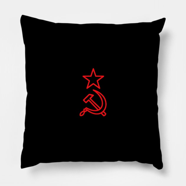 Hammer and Sickle - Minimalist Red Communist Pillow by Distant War