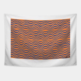 Blue and Orange Waves Tapestry