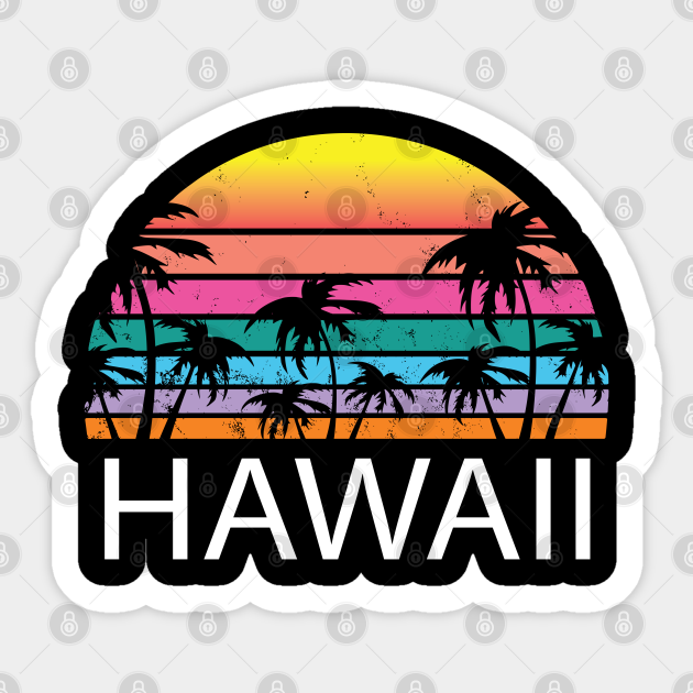 Hawaii Art Surf Beach Vintage Hawaiian Beach Maui Island Retro Honolulu Flower - Kids - Sticker