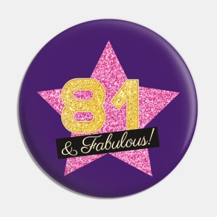 81st Birthday Gifts Women Fabulous - Pink Gold Pin