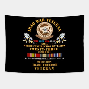 Iraq War Vet - NMCB 23  OIF w IRAQ SVC X 300 Tapestry